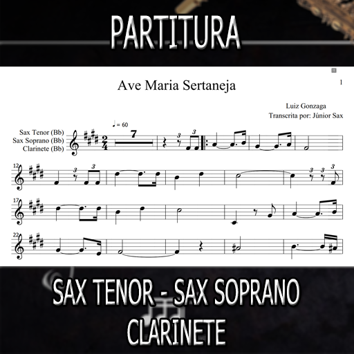 Partitura Ave Maria Sertaneja (Luiz Gonzaga) Sax Tenor-Soprano-Clarinete