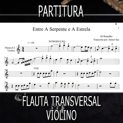 Partitura Entre A Serpente e a Estrela (Zé Ramalho) Flauta-Violino