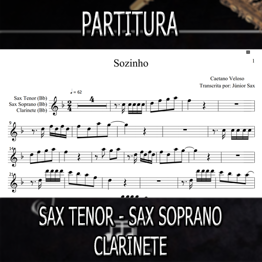 Partitura Sozinho (Caetano Veloso) Sax Tenor-Soprano-Clarinete