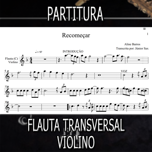 Partitura Recomeçar (Aline Barros) Flauta-Violino