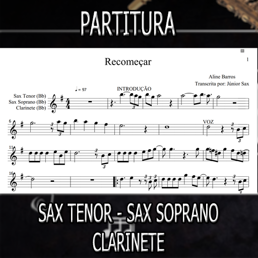 Partitura Recomeçar (Aline Barros) Sax Tenor-Soprano-Clarinete