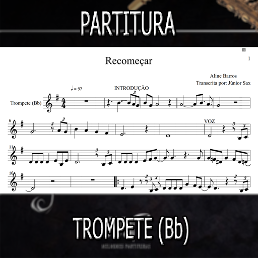 Partitura Recomeçar (Aline Barros) Trompete