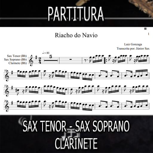 Partitura Riacho do Navio (Luiz Gonzaga) Sax Tenor-Soprano-Clarinete