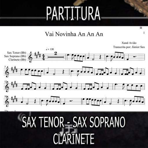 Partitura Vai Novinha An An An (Xand Avião) Sax Tenor-Soprano-Clarinete