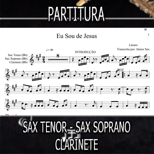 Partitura Eu Sou de Jesus (Lázaro) Sax Tenor-Soprano-Clarinete