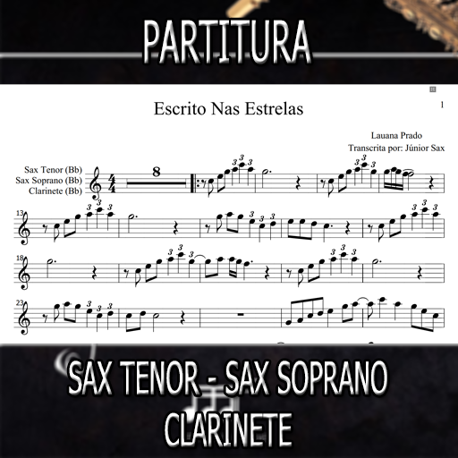 Partitura Escrito nas Estrelas (Lauana Prado) Sax Tenor-Soprano-Clarinete