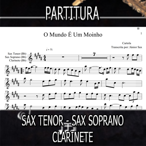 Partitura O Mundo É Um Moinho (Cartola) Sax Tenor-Soprano-Clarinete