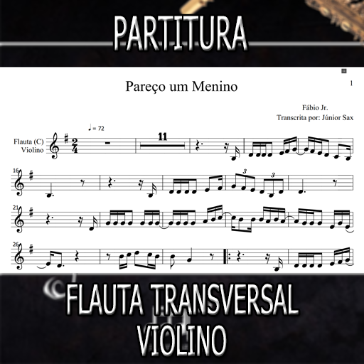 Partitura Pareço Um Menino (Fábio Jr) Flauta-Violino