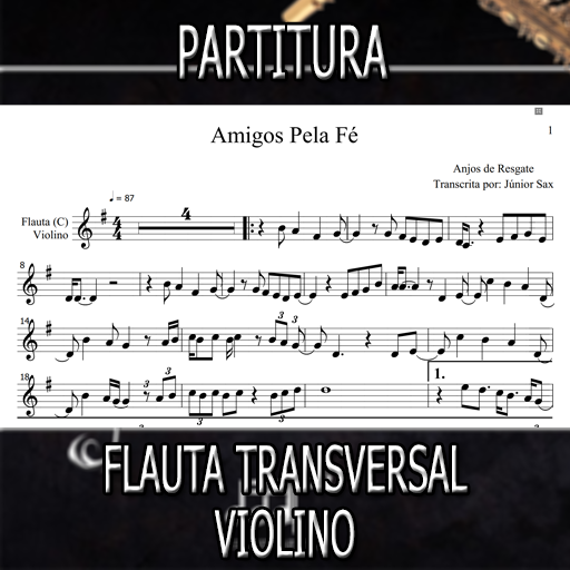 Partitura Amigos Pela Fé (Anjos de Resgate) Flauta-Violino (C)