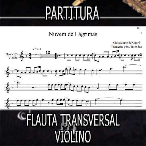 Partitura Nuvem de Lágrimas (Chitãozinho e Xororó) Flauta-Violino