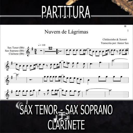 Partitura Nuvem de Lágrimas (Chitãozinho e Xororó) Sax Tenor-Soprano-Clarinete