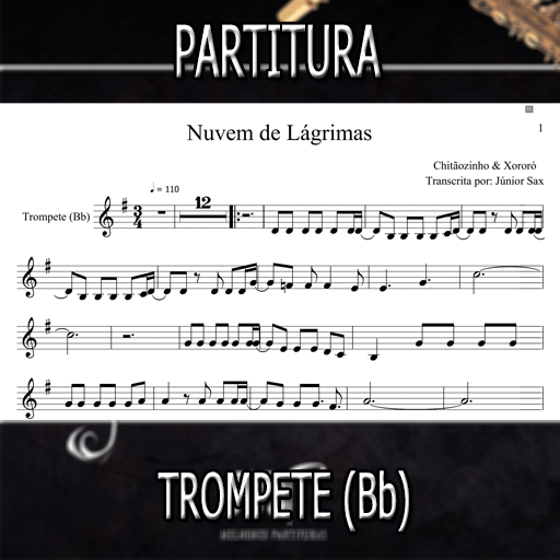 Partitura Nuvem de Lágrimas (Chitãozinho e Xororó) Trompete