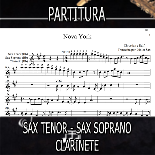 Partitura Nova York (Chrystian e Ralf) Sax Tenor-Soprano-Clarinete