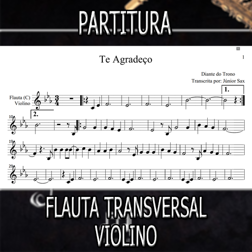 Partitura Te Agradeço (Diante do Trono) Flauta-Violino