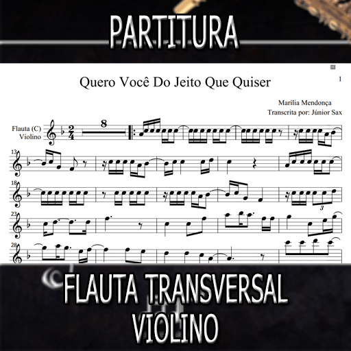 Partitura Quero Você do Jeito Que Quiser (Marília Mendonça) Flauta-Violino