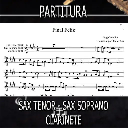 Partitura Final Feliz (Jorge Vercillo) Sax Tenor-Soprano-Clarinete