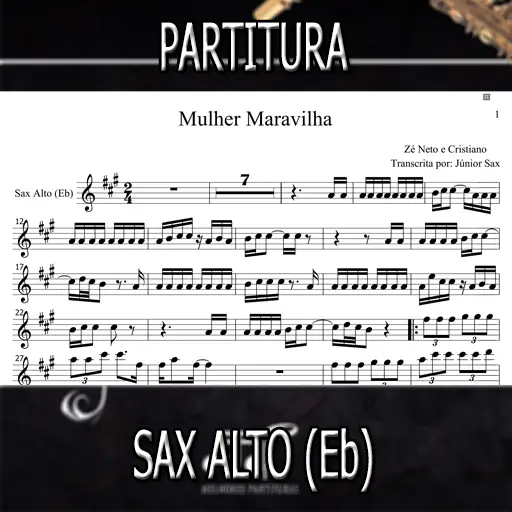Partitura Mulher Maravilha (Zé Neto e Cristiano) Sax Alto