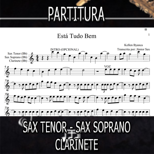 Partitura Está Tudo Bem (Kellen Byanca) Sax Tenor-Soprano-Clarinete