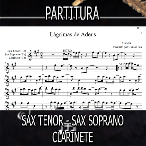 Partitura Lágrimas de Adeus (Galícia) Sax Tenor-Soprano-Clarinete