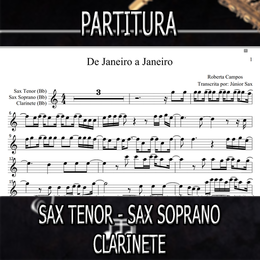 Partitura De Janeiro a Janeiro (Roberta Campos) Sax Tenor-Soprano-Clarinete