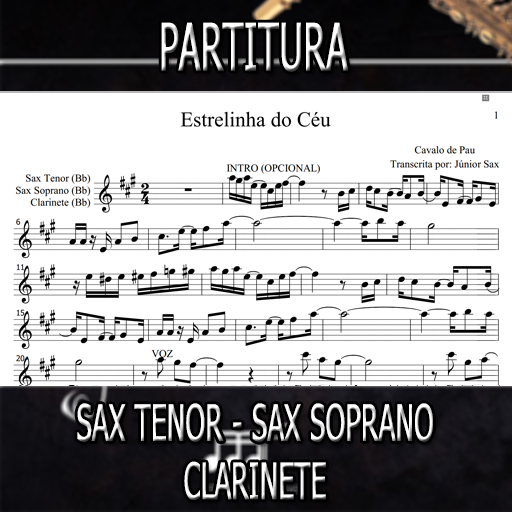 Partitura Estrelinha do Céu (Cavalo de Pau) Sax Tenor-Soprano-Clarinete